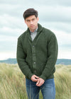 Aran Crafts Ribbed Shawl Cardigan | Green
