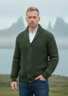 Aran Crafts Ribbed Shawl Cardigan | Green