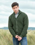Aran Crafts Ribbed Shawl Cardigan | Green