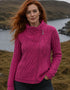 Aran Crafts Damen-Strickjacke mit seitlichem Reißverschluss | Grün