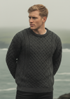 Aran Crew Neck Merino Sweater | Charcoal