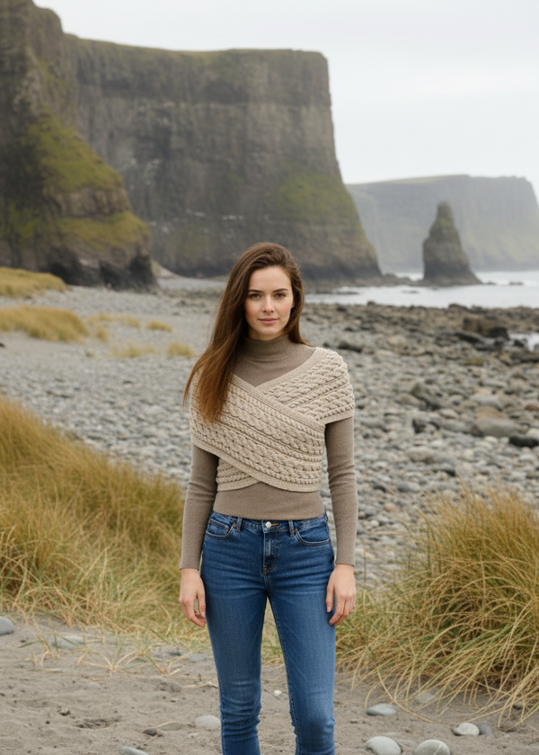 Aran Crossover Wrap | Oatmeal