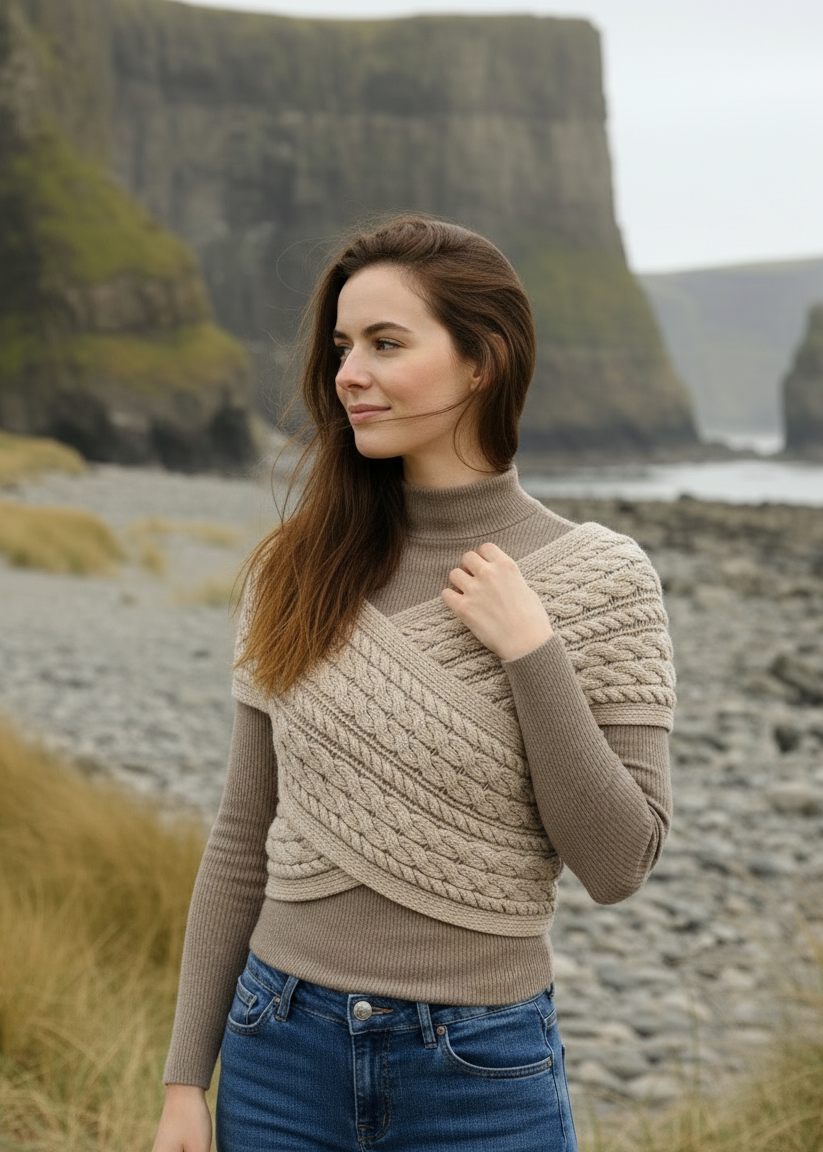 Aran Crossover Wrap | Oatmeal
