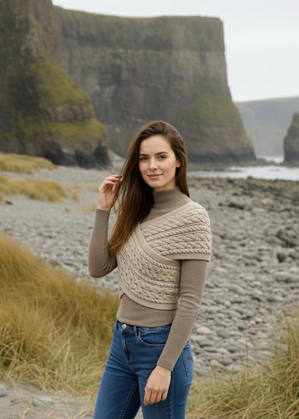 Aran Crossover Wrap | Oatmeal