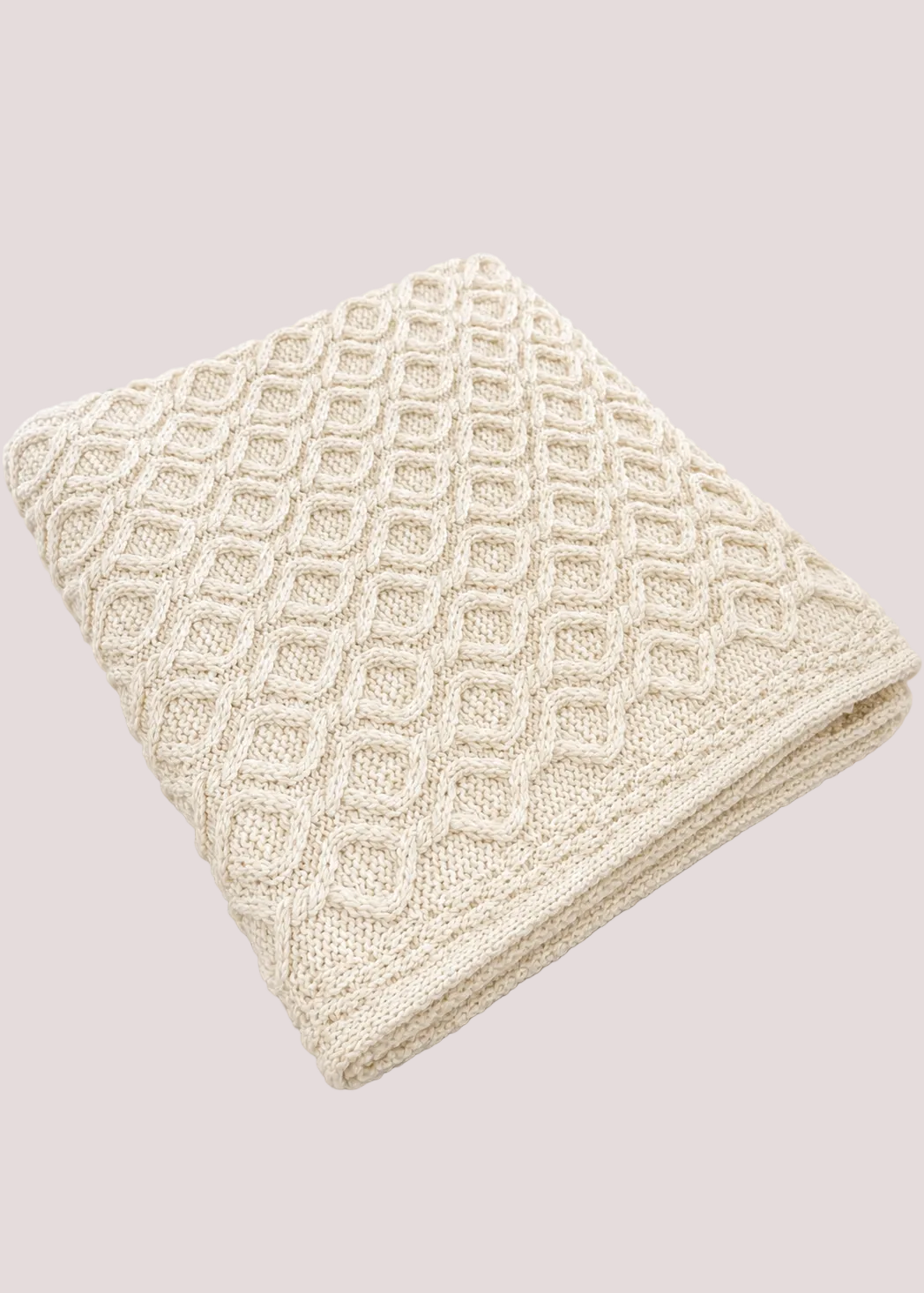 Aran Diamond Supersoft Merino Wool Blanket | Natural 
