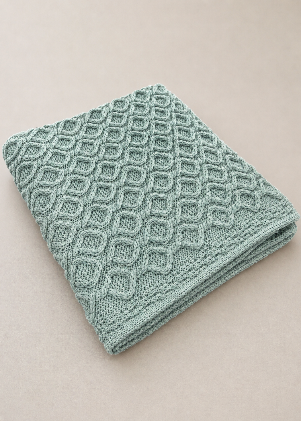 Aran Diamond Supersoft Merino Wool Blanket | Sea Green