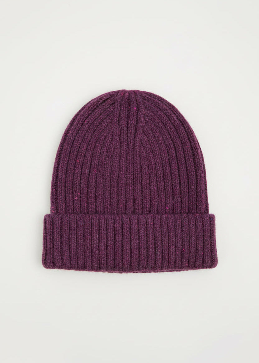 Aran Donegal Fleck Wool Hat - Bordeaux