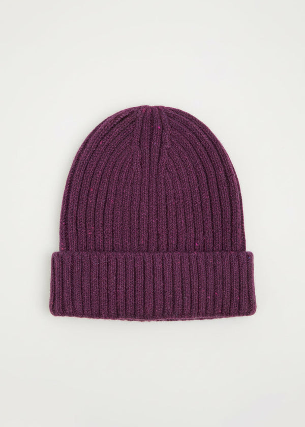 Aran Donegal Fleck Wool Hat - Bordeaux