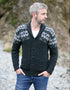 Aran Fairisle Button Cardigan | Charcoal