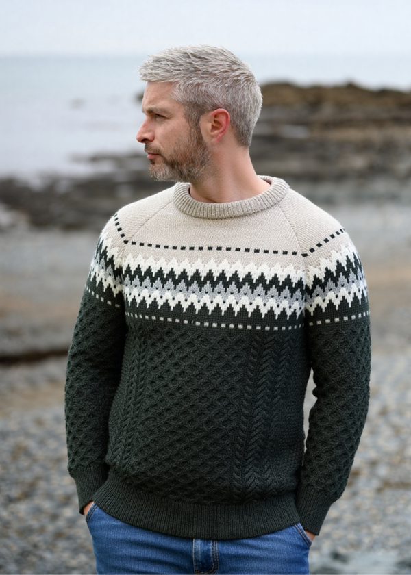 Aran Fairisle Sweater | Army Green