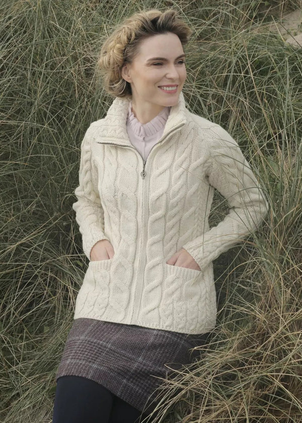 Aran Full Zip Cardigan | Natural