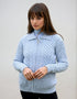 Aran Full Zip Cardigan | Sky Blue
