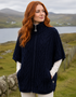 Aran-Cape mit Trichterkragen | Marineblau