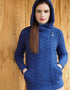 Aran Heart Design Hooded Cardigan | Blue
