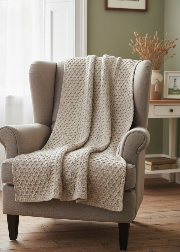 Aran Honeycomb 100% Super Soft Merino Wool Throw
