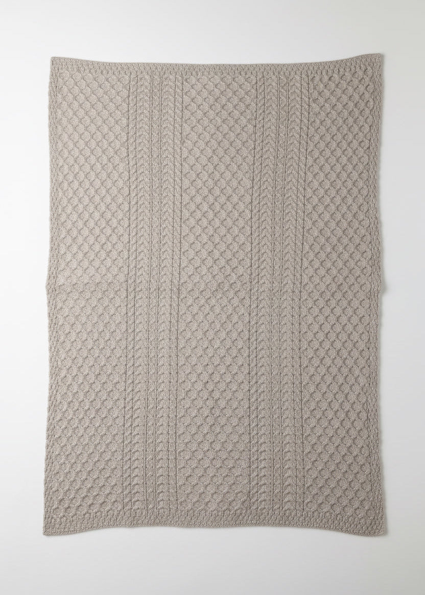 Aran Honeycomb 100% Super Soft Merino Wool Throw | Sand