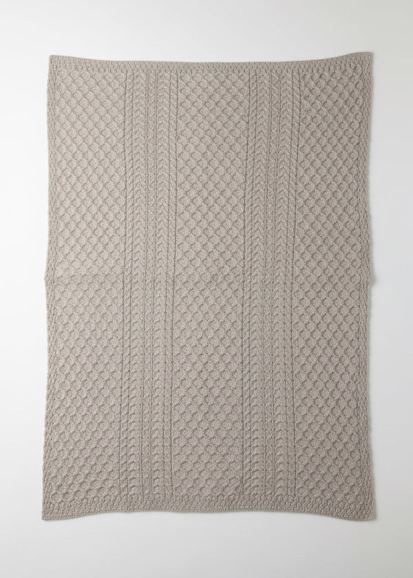 Aran Honeycomb 100% Super Soft Merino Wool Throw | Sand