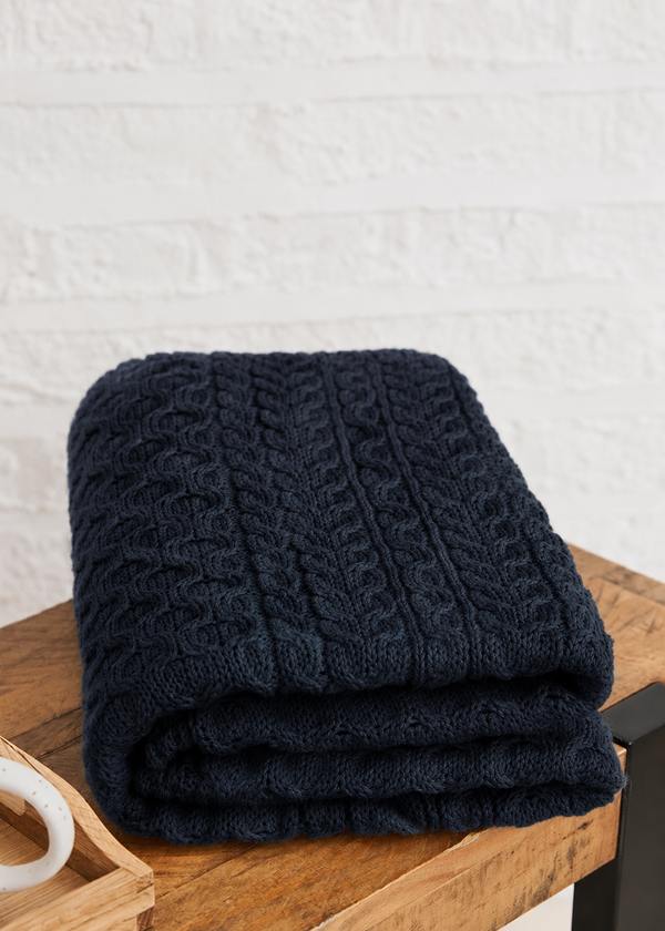 Aran Honeycomb Blanket | Black Watch - Clearance