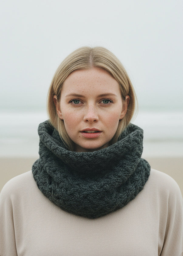 Aran Infinity Cable Scarf Charcoal