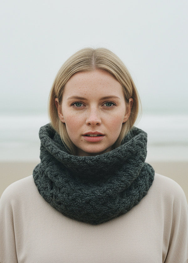 Aran Infinity Cable Scarf Charcoal