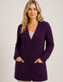 Aran Long Line Merino Cardigan | Purple Haze - Clearance