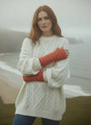 Aran Long Wool Fingerless Mittens Gloves