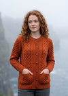 Aran Lumber Cardigan | 100% Merino Wool | Terracotta
