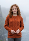 Aran Lumber Cardigan | 100% Merino Wool | Terracotta