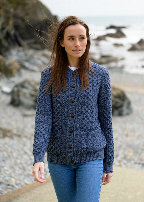Aran Lumber Cardigan | Demin Marl