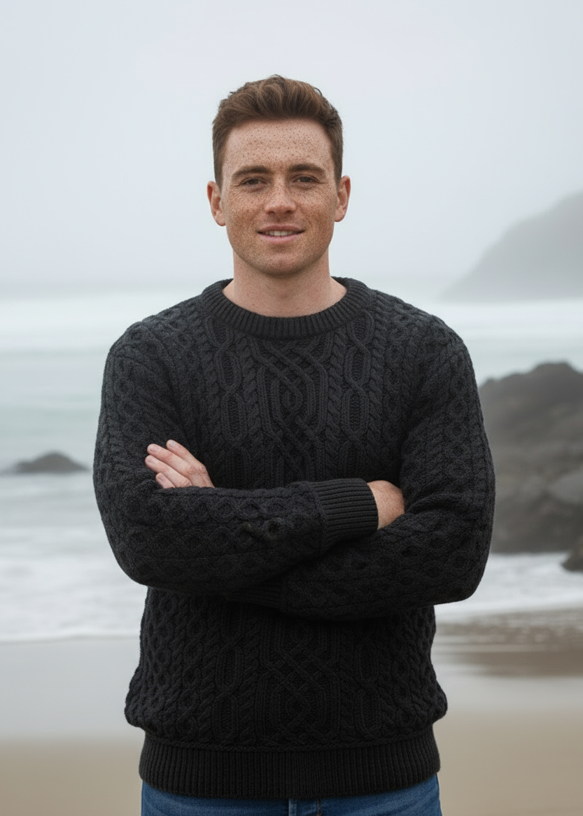 Aran Men's Super Soft Sweater | Charcoal