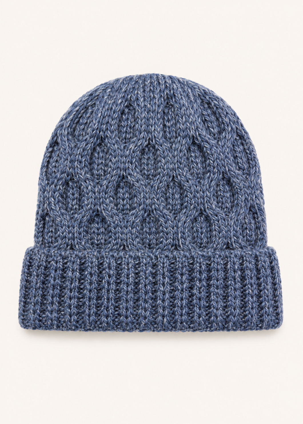 Aran Merino Wool Beanie Hat | Denim