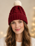 Aran Merino Wool Christmas Hat - Red