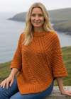 Aran Merino Wool Cowl Poncho | Copper | Premium Heritage Knitwear