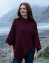 Aran Merino Wool Cowl Poncho | Raspberry - Premium Heritage Knitwear
