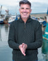 Aran Merino Wool Half Zip Sweater | Green