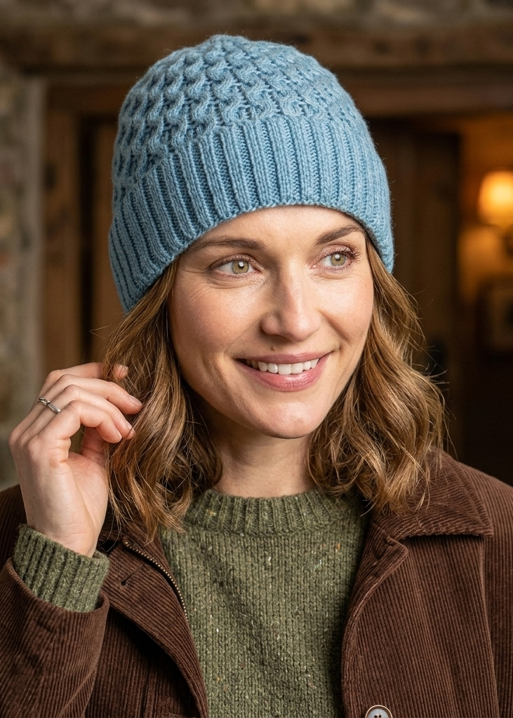Aran Merino Wool Hat - Aqua