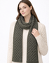 Aran Merino Wool Honeycomb Scarf | Army Green