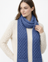 Aran Merino Wool Honeycomb Scarf | Denim Marl