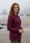 Aran Merino Wool Lumber Cardigan | Raspberry Marl