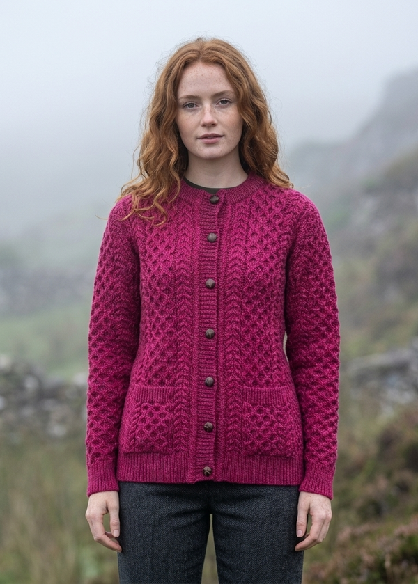 Aran Merino Wool Lumber Cardigan