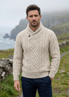 Aran Merino Wool Shawl Neck Sweater | Parsnip