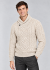 Aran Merino Wool Shawl Neck Sweater | Parsnip