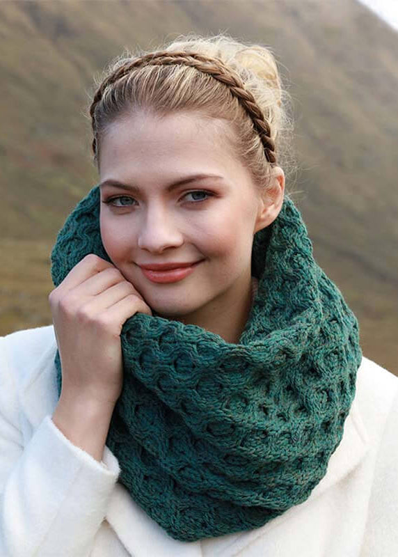 Aran Merino Wool Snood | Green