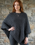 Aran Merino Wool V Neck Poncho | Charcoal | Premium Heritage Knitwear