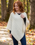 Aran Merino Wool V Neck Poncho | Natural