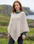 Aran Merino Wool V Neck Poncho | Oatmeal | Premium Heritage Knitwear