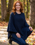 Aran Merino Wool V Neck Poncho | Ocean | Premium Heritage Knitwear