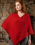 Aran Merino Wool V Neck Poncho | Red | Premium Heritage Knitwear