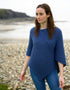 Aran Merino Wool V Poncho | Denim Marl