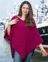 Aran Merino Wool V Poncho | Raspberry